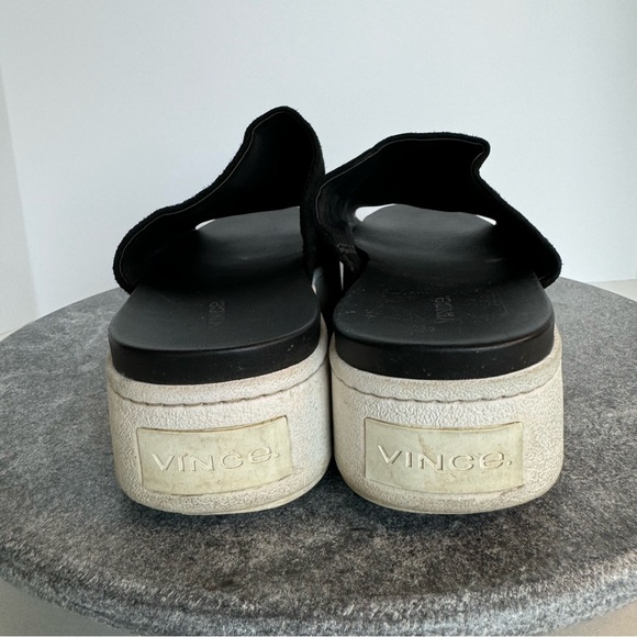 Vince Walford Leather Suede Black White Sole Slides Sandals 9 - Picture 5 of 12